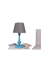 Umur Aydınlatma Zen Turkuaz Ayak Gri Şapkalı Abajur thumbnail 1