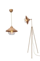 Umur Aydınlatma Tripod Dayton Şapkalı Bakır Eskitme Lambader Sarkıt Avize Oda Seti thumbnail 1