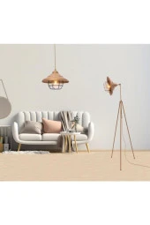 Umur Aydınlatma Tripod Dayton Şapkalı Bakır Eskitme Lambader Sarkıt Avize Oda Seti thumbnail 3