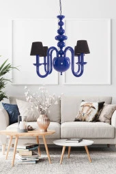 Umur Aydınlatma Roda 4'lü Parlement Mavi Siyah Şapkalı Sarkıt Avize thumbnail 2