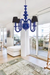 Umur Aydınlatma Roda 4'lü Parlement Mavi Siyah Şapkalı Sarkıt Avize thumbnail 3