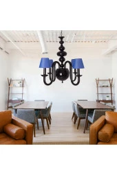 Umur Aydınlatma Roda 4'lü Siyah Mavi Şapkalı Sarkıt Avize thumbnail 2