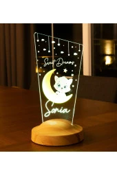 SEVGİ LAMBASI Kedili Hediye Çocuk Odası Aydınlatma Kız Bebek Gece Lambası, Kişiye Özel Oda Dekoru - 2