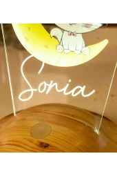 SEVGİ LAMBASI Kedili Hediye Çocuk Odası Aydınlatma Kız Bebek Gece Lambası, Kişiye Özel Oda Dekoru - 3