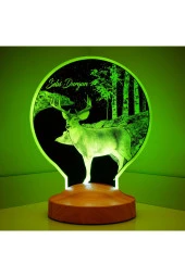 SEVGİ LAMBASI Geyik Figürlü Hediye Kişiye Özel Geyik Temalı Hediye Gecelambası, Geyik Resimli Led Lamba - 1