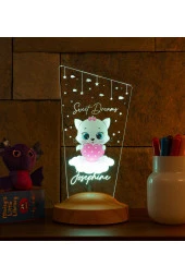 SEVGİ LAMBASI Pembe Kitty Kedicik Bebek Odası Gece Lambası, Kız Çocuklara Özel Hediye, Kedi Tasarımlı Led Lamba - 2