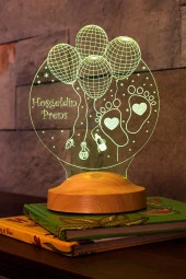 SEVGİ LAMBASI Yeni Doğan Bebek Hediyesi, Erkek Çocuğa Hediye, Hoş Geldin Prens Hediyesi 3 Boyutlu Led Lamba - 6