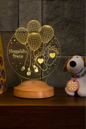 SEVGİ LAMBASI Yeni Doğan Bebek Hediyesi, Erkek Çocuğa Hediye, Hoş Geldin Prens Hediyesi 3 Boyutlu Led Lamba - 7