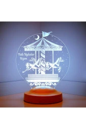 SEVGİ LAMBASI Çocuk Odası Hediyesi, Atlı Karınca Nostalji 3 Boyutlu Tatlı Uykular Kızım Hediyesi Led Lamba - 5