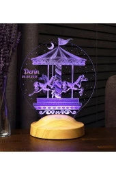 SEVGİ LAMBASI Çocuk Odası Hediyesi, Atlı Karınca Nostalji 3 Boyutlu Tatlı Uykular Kızım Hediyesi Led Lamba - 1