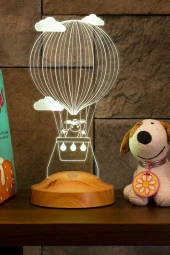 SEVGİ LAMBASI Çocuk Bebek Hediyesi, Kuzulu Balon 3 Boyutlu Hediye Led Lamba - 1