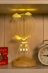 SEVGİ LAMBASI Çocuk Bebek Hediyesi, Kuzulu Balon 3 Boyutlu Hediye Led Lamba - 2