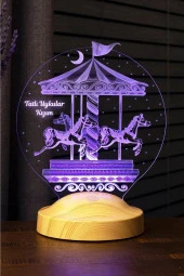 SEVGİ LAMBASI Çocuk Odası Hediyesi, Atlı Karınca Nostalji 3 Boyutlu Tatlı Uykular Kızım Hediyesi Led Lamba - 3