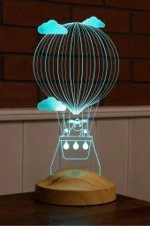 SEVGİ LAMBASI Çocuk Bebek Hediyesi, Kuzulu Balon 3 Boyutlu Hediye Led Lamba - 5