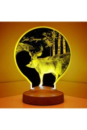 SEVGİ LAMBASI Geyik Figürlü Hediye Kişiye Özel Geyik Temalı Hediye Gecelambası, Geyik Resimli Led Lamba - 3