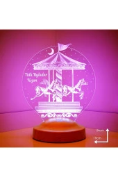 SEVGİ LAMBASI Çocuk Odası Hediyesi, Atlı Karınca Nostalji 3 Boyutlu Tatlı Uykular Kızım Hediyesi Led Lamba - 6