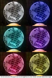 SEVGİ LAMBASI Dünya Haritası Figürlü 3D Led Gece Lambası, 3 Boyutlu Küre Dünya Haritası Led Lamba - 3