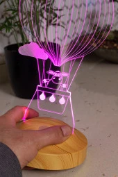 SEVGİ LAMBASI Çocuk Bebek Hediyesi, Kuzulu Balon 3 Boyutlu Hediye Led Lamba - 6