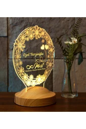 SEVGİ LAMBASI 8 Mart Kadınlar Günü Hediyesi Papatyalar Kişiye Özel Led Lamba - 2