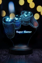 SEVGİ LAMBASI Joystick Tasarımlı, Oyun Konsolu Tasarım, Gamer Hediyesi 3 Boyutlu Led Lamba, Gamer Masa Lambası - 5