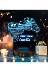 SEVGİ LAMBASI Joystick Tasarımlı, Oyun Konsolu Tasarım, Gamer Hediyesi 3 Boyutlu Led Lamba, Gamer Masa Lambası - 1