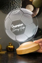 SEVGİ LAMBASI Kişiye Özel 3 Boyutlu Futbol Topu Led Lamba, Futbol Top Şekilli Gece Lambası - 1