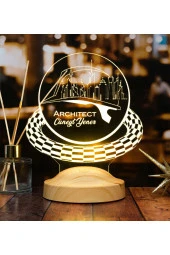 SEVGİ LAMBASI Inşaat Mühendisine Hediye, En Iyi Inşaat Mühendisine Özel Baret Şekilli Hediye Led Masa Lambası - 3