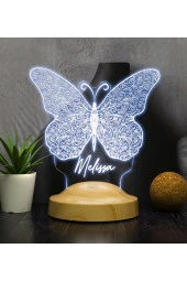 SEVGİ LAMBASI Kelebek Led Lamba, Kelebek Tasarımlı 3d Gece Lambası, Kelebek Desenli Led Masa Lambası - 1