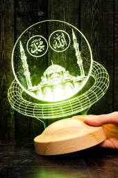 SEVGİ LAMBASI Ramazan Hediyesi, Allah Hz. Muhammed Yazılı Camii, Dini Hediye 3d Led Lamba - 3