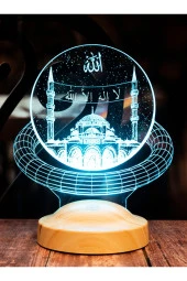 SEVGİ LAMBASI Dini Hediye, Mahyalı Camii Allah Ve La Ilahe Illallah Yazılı 3d Led Lamba - 5