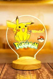 SEVGİ LAMBASI Pokemon, Pikachu Temalı Gece Lambası, Masa Lambası, Pokemon Çizgi Film Karakteri, Çocuk Odası Lamba - 2
