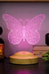 SEVGİ LAMBASI Kelebek Led Lamba, Kelebek Tasarımlı 3d Gece Lambası, Kelebek Desenli Led Masa Lambası - 2