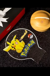 SEVGİ LAMBASI Pokemon, Pikachu Temalı Gece Lambası, Masa Lambası, Pokemon Çizgi Film Karakteri, Çocuk Odası Lamba - 4