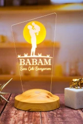 SEVGİ LAMBASI Babaya Hediye, Babalar Günü Hediyesi, Babama Hediye, Baba, Çocuk Ve Güneş Figürlü Led Lamba Totem - 3