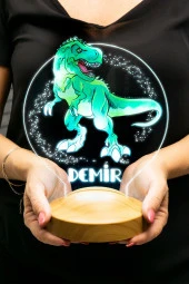 SEVGİ LAMBASI Çocuk Hediyesi Dinozor 3d Led Lamba T-rex Tasarımlı Çocuk Odası Gece Lambası - 2