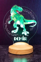 SEVGİ LAMBASI Çocuk Hediyesi Dinozor 3d Led Lamba T-rex Tasarımlı Çocuk Odası Gece Lambası - 4