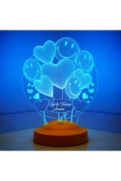 SEVGİ LAMBASI Anneler Günü Hediyesi Smiley Kalpler 3 Boyutlu Led Lamba - 4