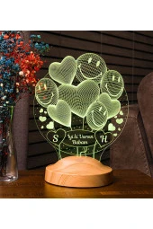 SEVGİ LAMBASI Smiley Kalpler Babalar Günü Hediyesi, Babaya Hediye 3 Boyutlu Led Lamba - 2