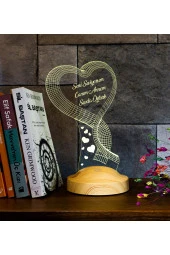 SEVGİ LAMBASI Tek Kalp Anneler Günü Hediyesi 3 Boyutlu Led Lamba - 2