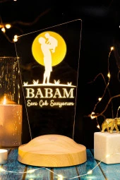 SEVGİ LAMBASI Babaya Hediye, Babalar Günü Hediyesi, Babama Hediye, Baba, Çocuk Ve Güneş Figürlü Led Lamba Totem - 4