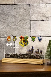 SEVGİ LAMBASI Harry Potter Hediyesi Hogwarts Binaları Hediye Paketli Şeffaf Çerçeve - 3