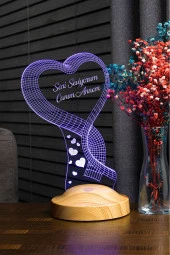 SEVGİ LAMBASI Tek Kalp Anneler Günü Hediyesi 3 Boyutlu Led Lamba - 3