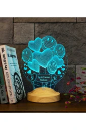 SEVGİ LAMBASI Smiley Kalpler Babalar Günü Hediyesi, Babaya Hediye 3 Boyutlu Led Lamba - 1