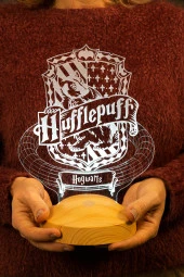 SEVGİ LAMBASI Harry Potter Hediyesi Hogwarts Hufflepuff Binası 3 Boyutlu Led Lamba, Hufflepuff Hediyesi - 4