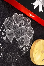 SEVGİ LAMBASI Smiley Kalpler Babalar Günü Hediyesi, Babaya Hediye 3 Boyutlu Led Lamba - 4