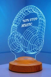 SEVGİ LAMBASI Non Stop Music Kulaklık, Müzisyen Hediyesi, 3d Led Lamba - 3
