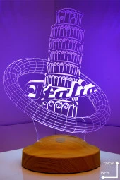 SEVGİ LAMBASI Pisa Kulesi Italya Aşıklarına Hediye, 3 Boyutlu Led Lamba - 3