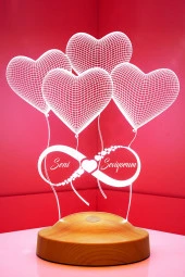 SEVGİ LAMBASI Sevgiliye Hediye, Eşe Yıldönümü Hediyesi, Sonsuz Aşk Hediyesi Seni Seviyorum 3 Boyutlu Led Lamba - 5