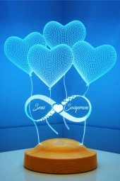 SEVGİ LAMBASI Sevgiliye Hediye, Eşe Yıldönümü Hediyesi, Sonsuz Aşk Hediyesi Seni Seviyorum 3 Boyutlu Led Lamba - 6