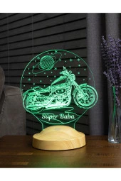 SEVGİ LAMBASI Babalar Günü Hediyesi, Babaya Motor Hediyesi, Süper Baba Motor, Motorsiklet Chopper Led Lamba - 4